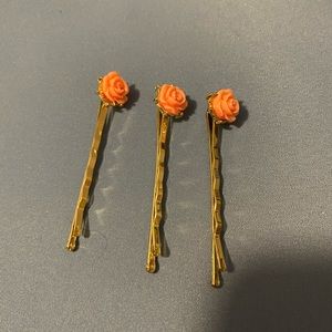 Pink rose Bobby pins